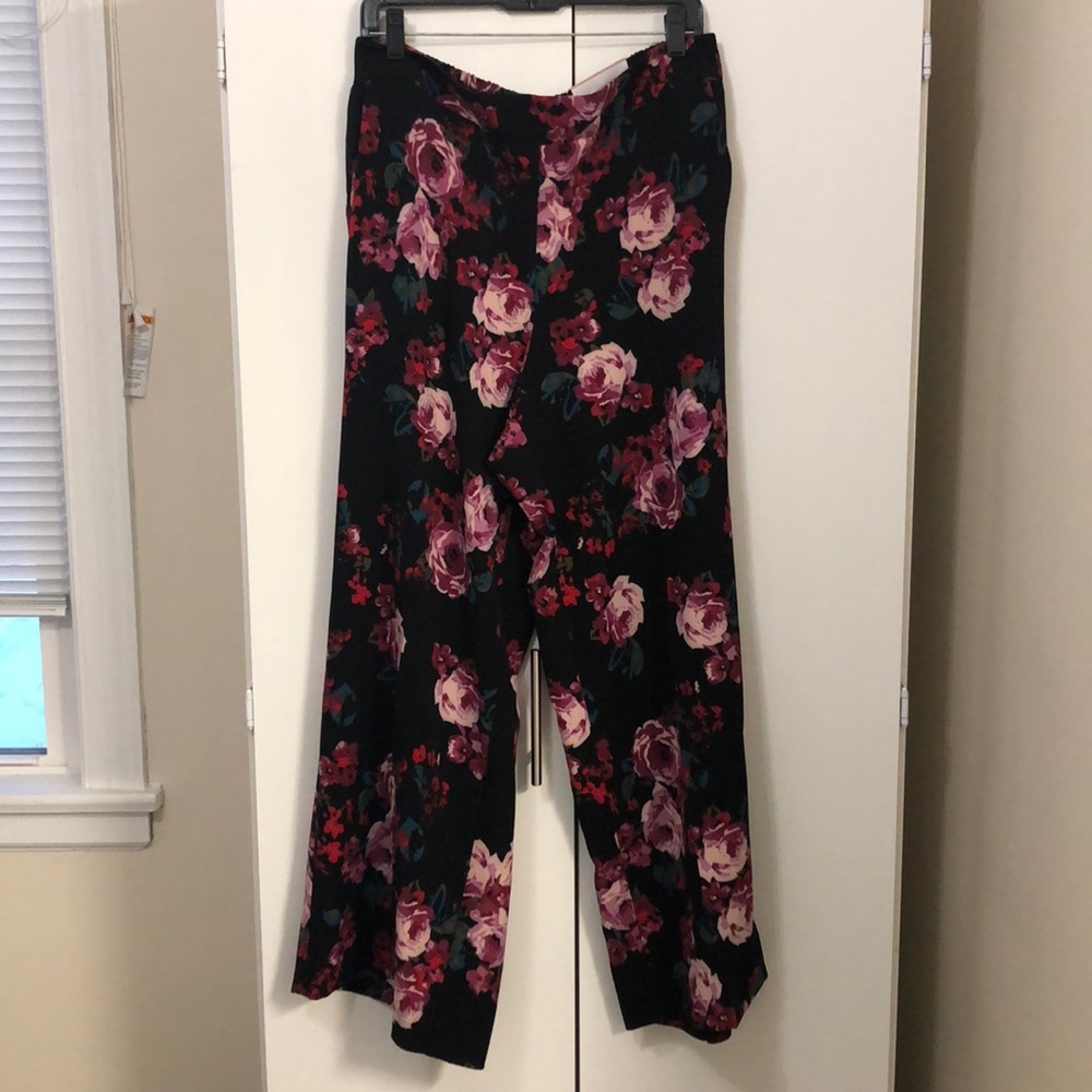 Floral print wide leg trousers